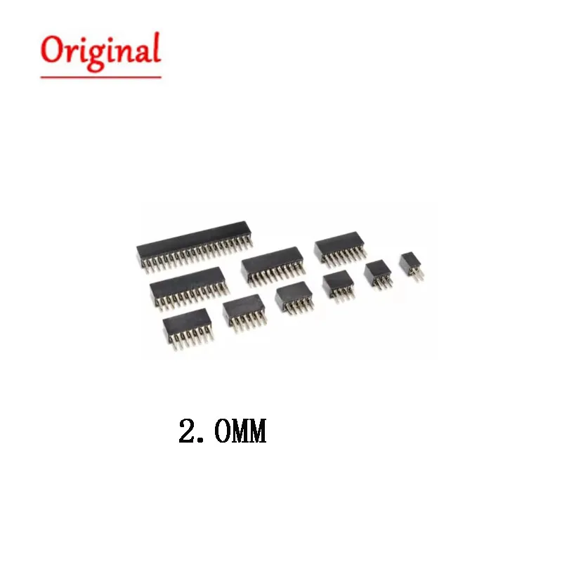 10pcs 2.0mm Double Row Straight Female 2-40P Pin Header Socket Connector 2x2/3/4/5/6/7/8/9/10/12/14/15/20/25Pin