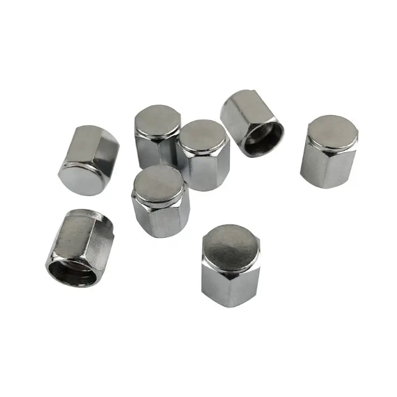 Brass (8 Pack) Tire   Silver Aluminum Hexagonal Cap