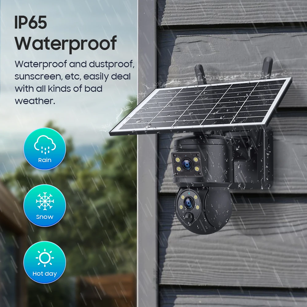 6MP Ubox APP Solar Power Dual Lens WIFI 4G IP Camera Full Color AI Humanoid Detection Home Security CCTV Monitor