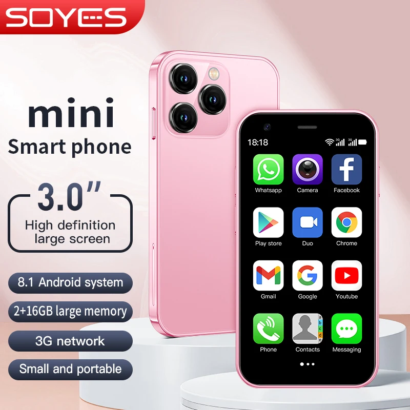 Mini phone,SOYES XS15,3.0 inch,Smartphone,16GB ROM 2GB RAM Dual SIM Google Play Store Cellphones Original Mobile Phones Android