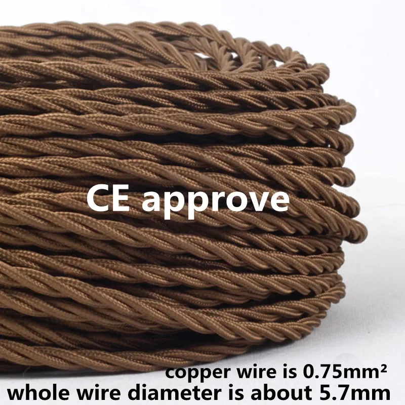 2x0.75 Vintage Electrical rope Wire Twisted Cable Retro Braided Fabric Wire DIY led pendant lamp wire vintage lamp cord