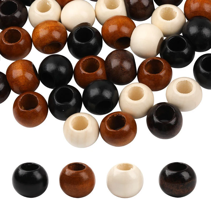 100PCS 5MM Maple Wood Beads Large Hole For DIY Jewelry Packaging Garment Accessories Crafting With Drawstring Pouch