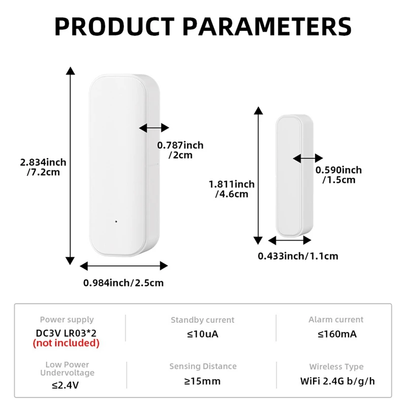 Capteur de porte magnétique intelligent AT64, capteur de porte Zigbee pour la sécurité de la maison, capteur de Contact sans fil Programmable avec Smart Life