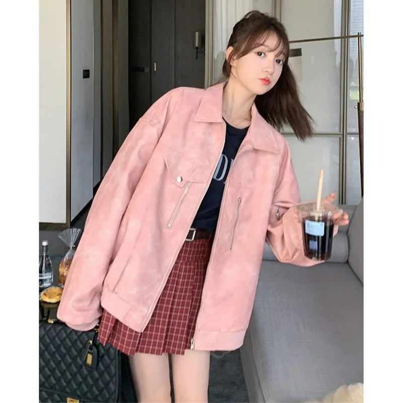 

Американская ретро-мотоциклетная куртка женская, весна-осень 2026, новая, из искусственной кожи, в гонконгском стиле, верхняя одежда, стильная верхняя одежда