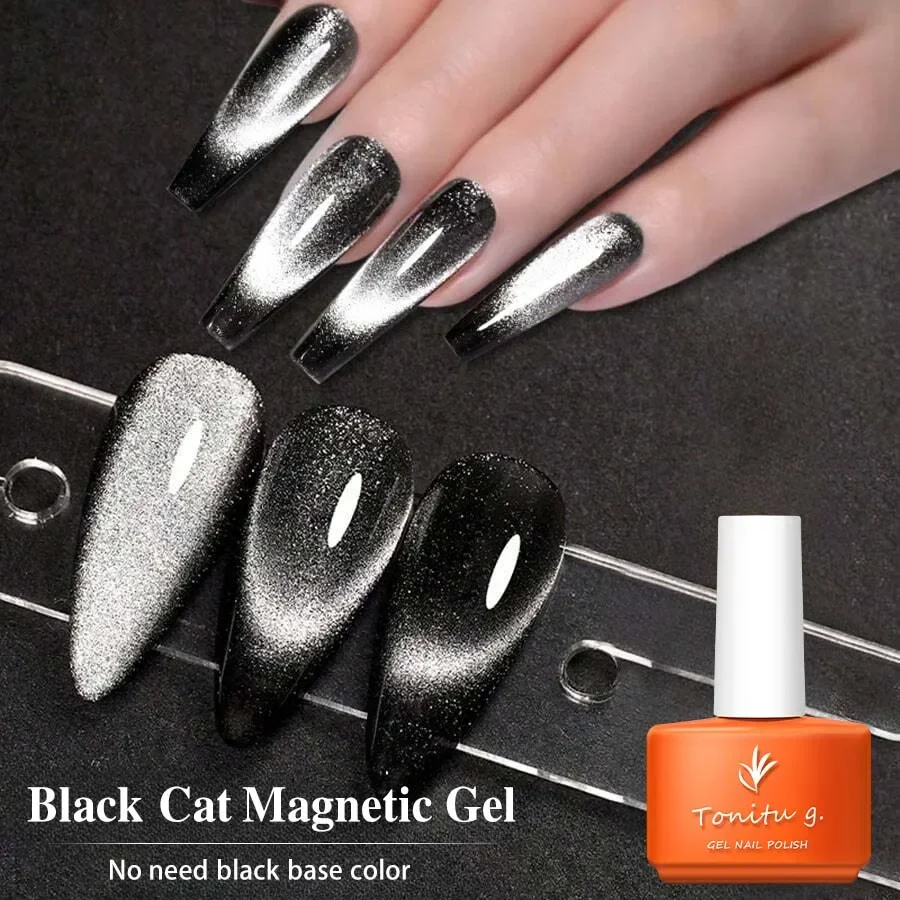 Magnetic Cat Eye Gel Nail Crystal Glitter Glossy Glassy Romantic Galaxy Moonlight Nail Polish for Holiday Party Birthday