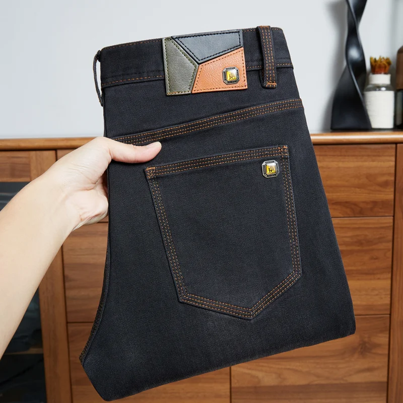 

Мужские джинсы на осень/зиму, новинка 2025, элитные модные повседневные универсальные эластичные утягивающие прямые легкие роскошные мужские брюки