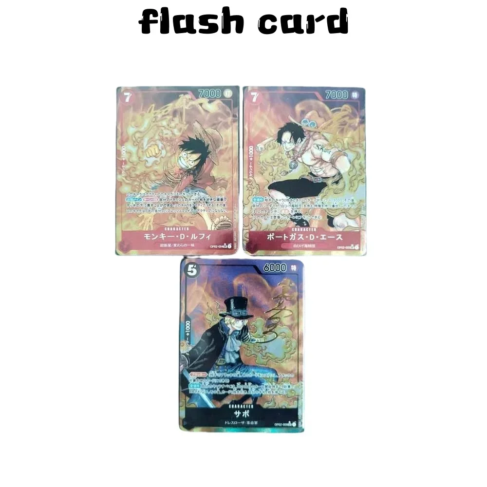 

DIY ONE PIECE Monkey D. Luffy Portgas·D· Ace Sabo Original 3PCS Flash Card Anime Peripheral Game Collection Card Holiday Gift