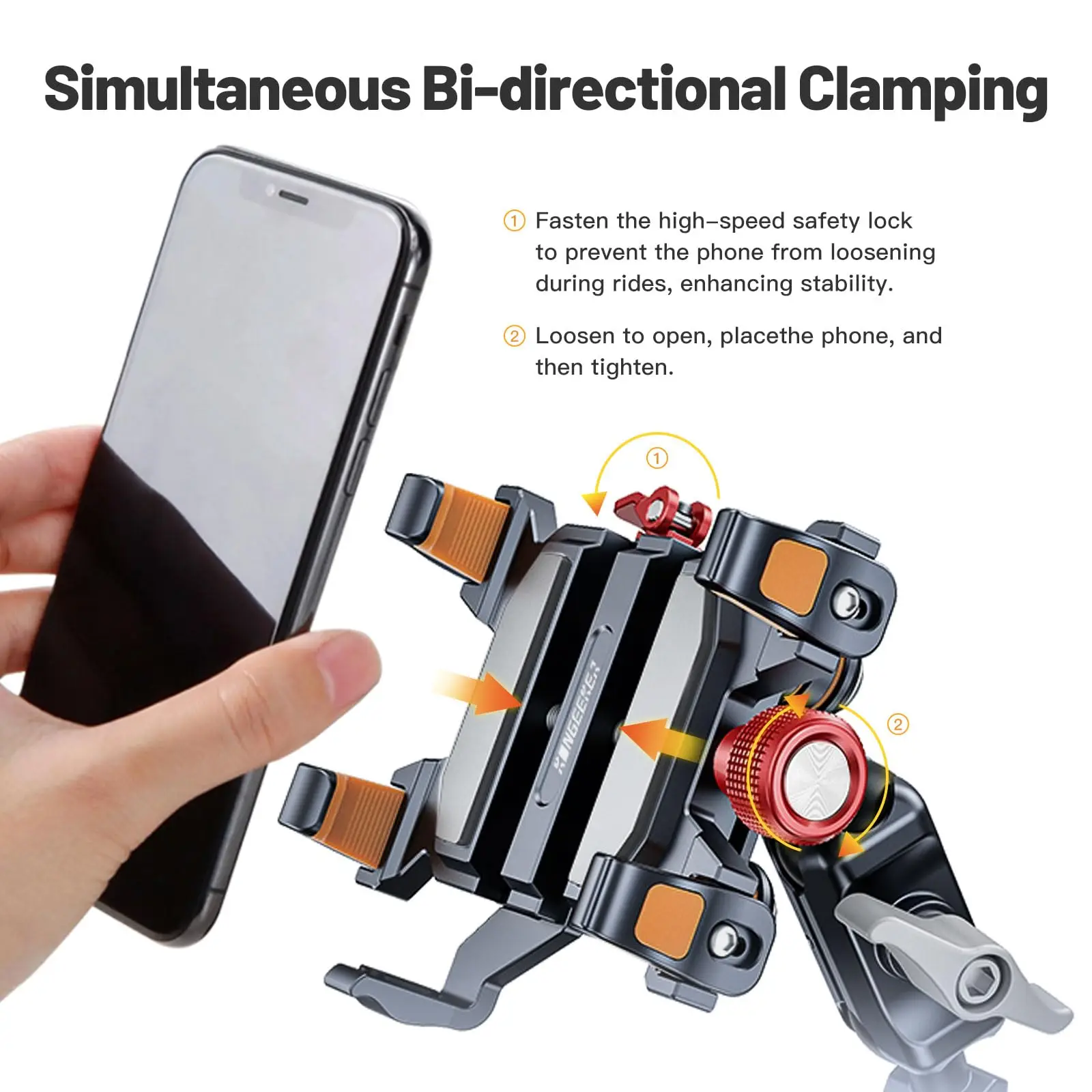 Aluminum Motorcycle Phone Mount Cellphone Holder for Electric Motorcycle ATV Scooter for 6.1\