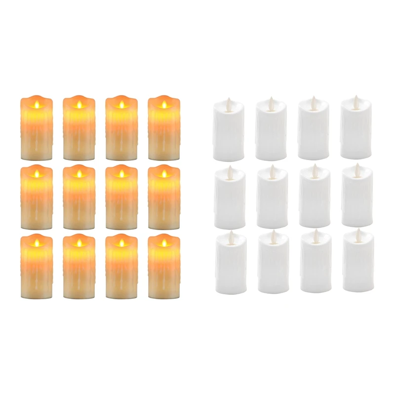 Best Medium Flameless Candles Light Flickering Tear Shaped LED Flame Battery Electronic Real Paraffin Wax 12 Pcs