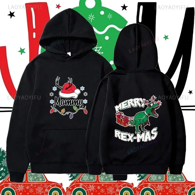 Frohe Weihnachten, humorvoller Weihnachtsmann, Fahrgeschenke, grafische Männer und Frauen, Unisex, bedruckt, langärmelig, Kapuzenpullover in Cartoon-Kostümen
