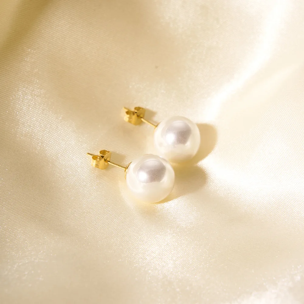 

Women's Real 18K Gold Earrings Pure AU750 Natural Freshwater Pearl Simple Fashionable Fine Jewelry Gift