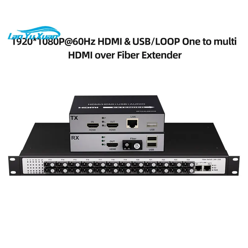 Factory Price HDMI KVM Over Fiber Extender 1 to Many Multi DVI/VGA/DP to Optical Transceiver with KVM