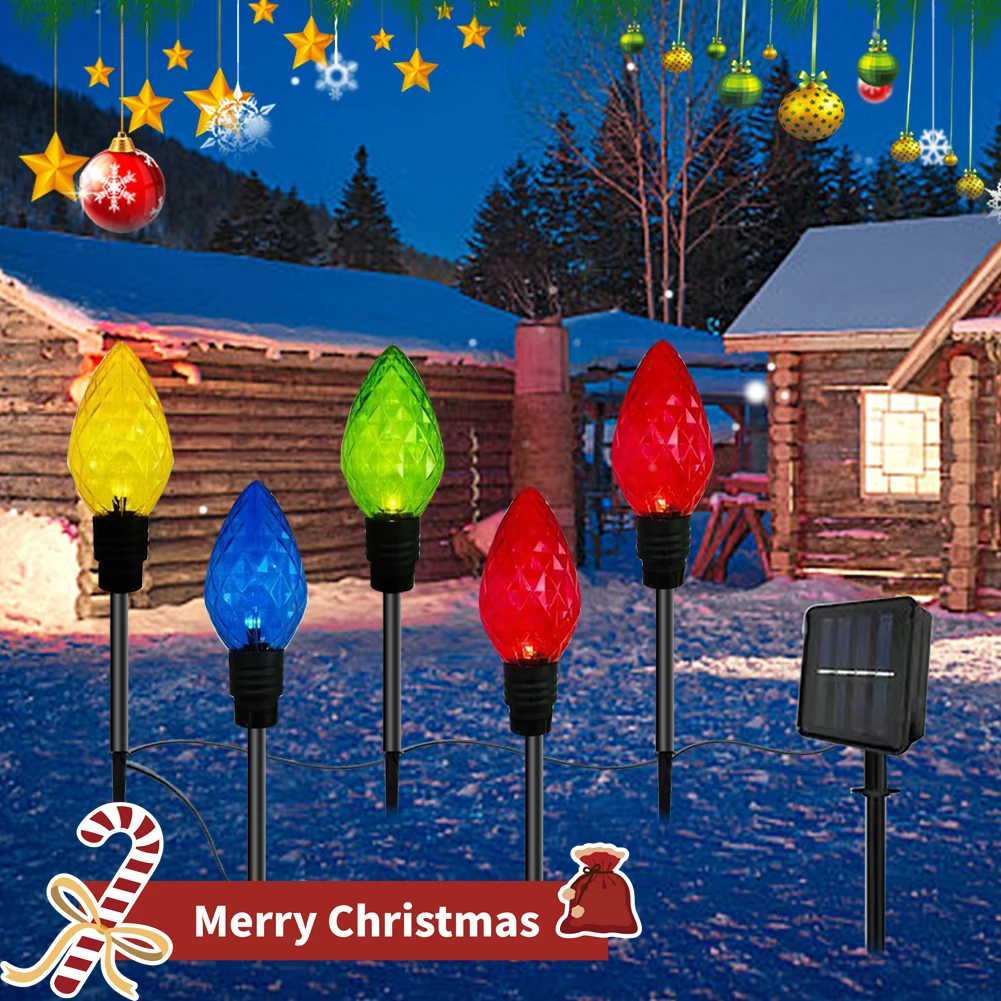 Santa Claus Garden Light IP65 Waterproof Outdoor Patio Lights Auto On/Off Yard Stake Light 8 Light Modes for Xmas Holiday Party