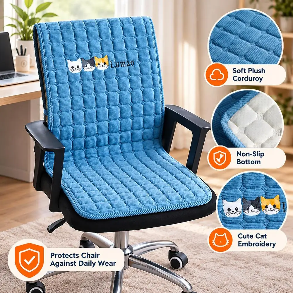 Ergonomic Office Chair Cushion with Integrated Backrest Support - Suitable for Multifunctional Use of Home and Car Seats