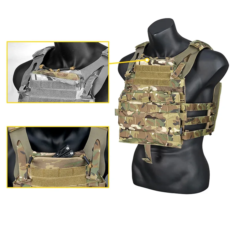 Tactical Outdoor Vest Dual Zip Insert Storage Pocket Zippered Utility Cover Compatible with JPC2.0 CPC AVS Plate Carriers