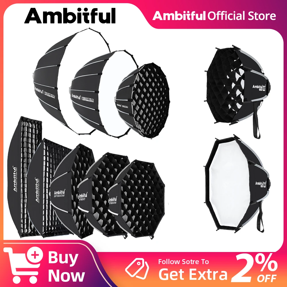AMBITFUL Q3/Q7/Q9 Series Quick Release Softbox 40cm 60cm 65cm 90cm Octagonal softbox 120cm 60*90cm 30*120cm Square softbox