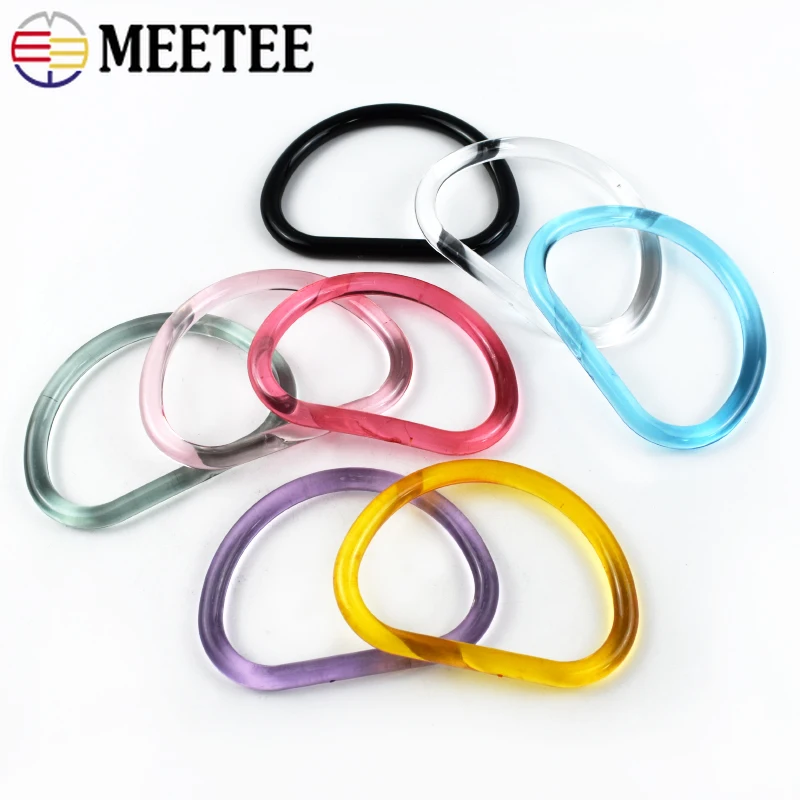 

2/4Pcs 10cm Handbag Handle Acrylic D Ring Transparent Bags Plastic Handles Woven-bag Replacement Purse Frame Clasp Accessories