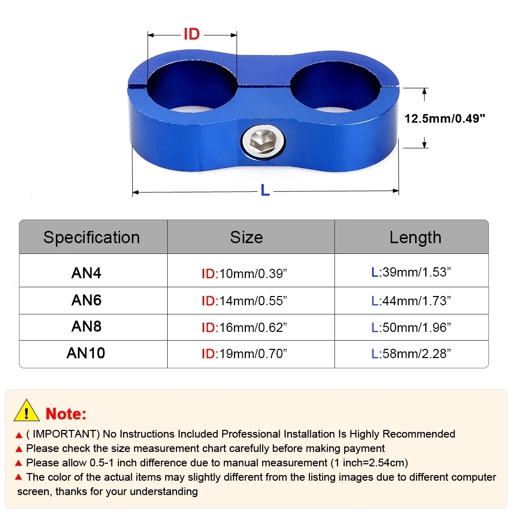 Universal AN4 AN6 AN8 AN10 AN12 Billet Oil Fuel Water Hose Tube Seprator Divider Clamp Aluminum Line Separator