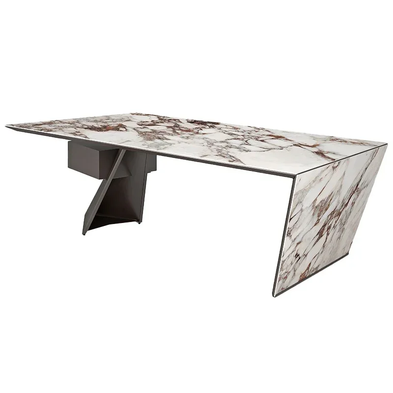 Scrivania in lamiera di pietra italiana di lusso leggera di fascia alta Scrivania capo Scrivania di design italiano postmoderno
