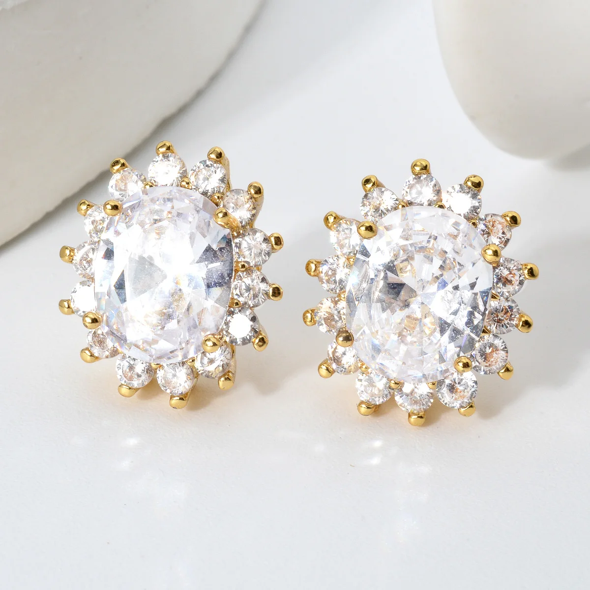 Fashion Rose Gold Color Bride Wedding Earrings Unique Full Natural Zircon Accessories Daily Fine Vintage Women Jewelry Gifts