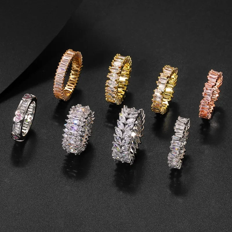 Fashion Luxury Multicolor Charm Zircon Wedding Rings for Women Round Square Stone Party Ring Jewelry