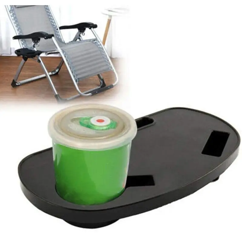 Portable Recliner Folding Chair Tray Drink Holder Side Tray Breakfast Beach Chair Cup Holder For Outdoor Camping Accessories view 2