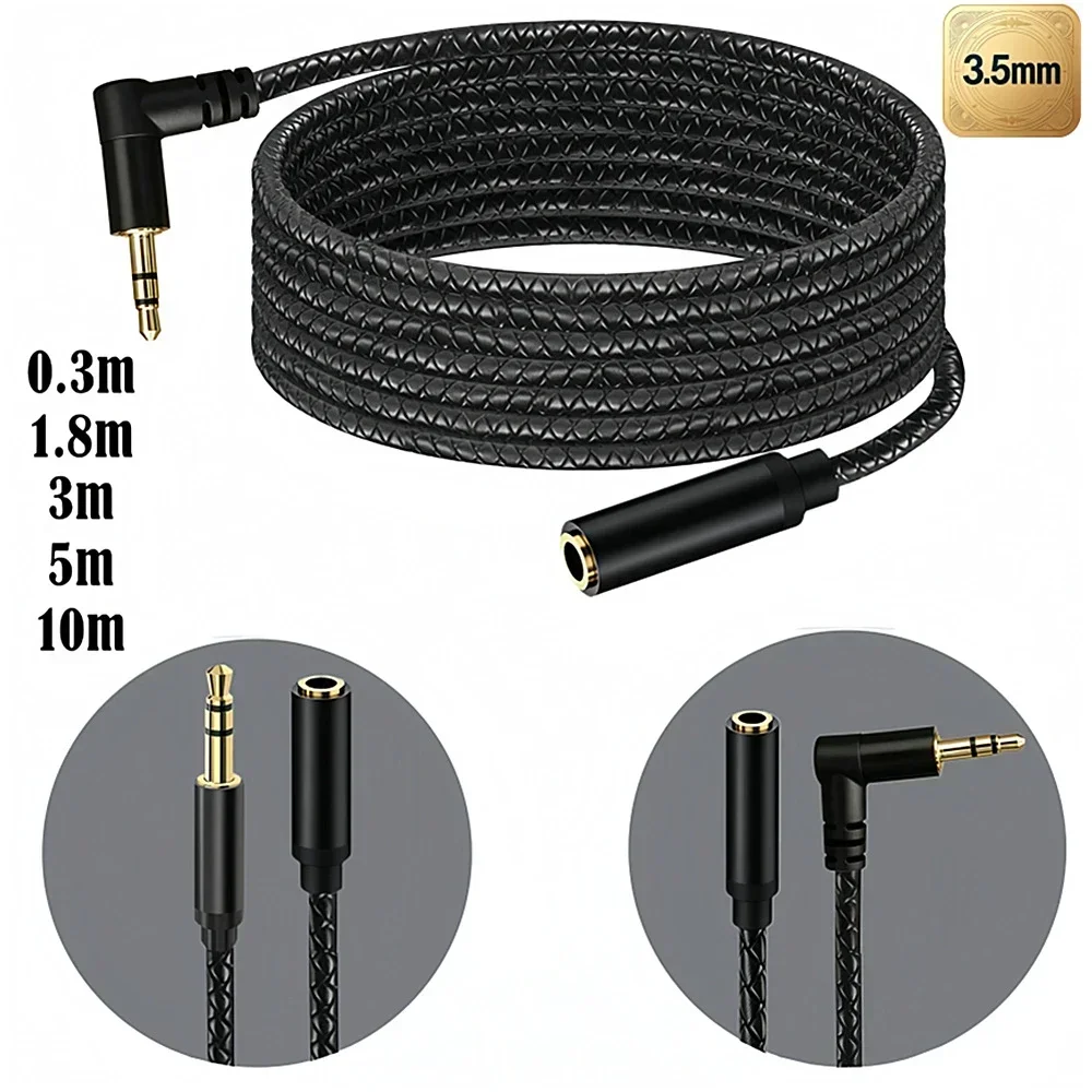 3.5mm Stereo Audio Cable Male to Male & Male to Female Extension Cord Gold Plated Metal Shell AUX Wire for Car Speaker Headphone