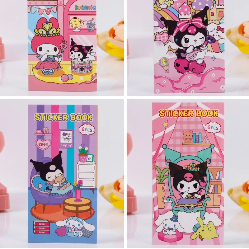 48pcs/lot Sanrio Kuromi Melody PomPomPurin Stickers Cute Scrapbooking DIY Diary Decorative Sticker Album Stick Label