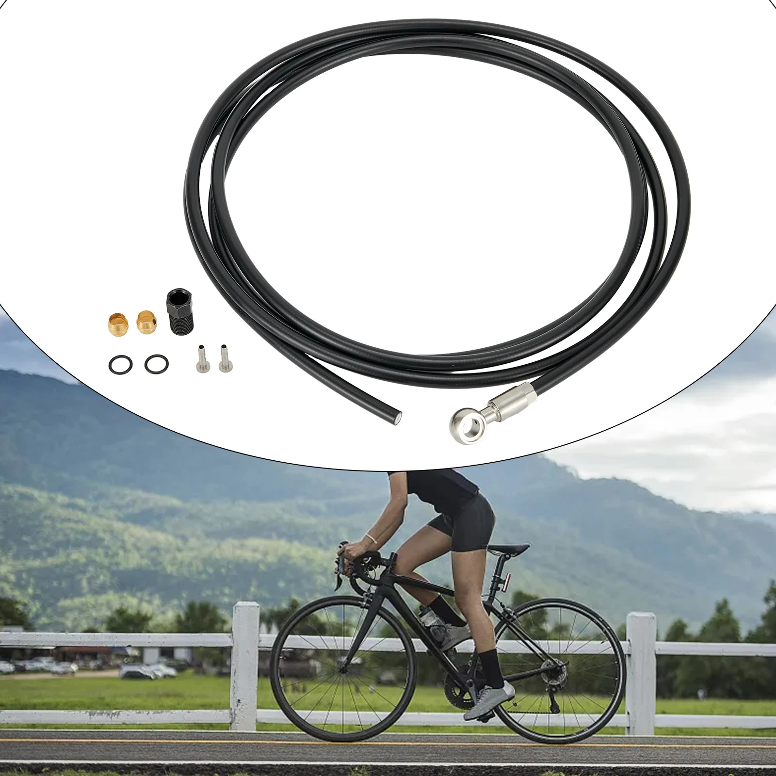 For-Shimano BH90 System Line Pipe 2m Brake Hose Kit 2x Sealing Rings Bicycle Black Disc Replacement Accessories