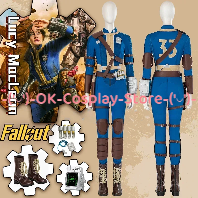 Game Fall Cos Out Lucy Cosplay Jumpsuit Vault 33 Cosplay Costume Lucy MacLean Belt Armor Uniform Arm Props Shoes Halloween