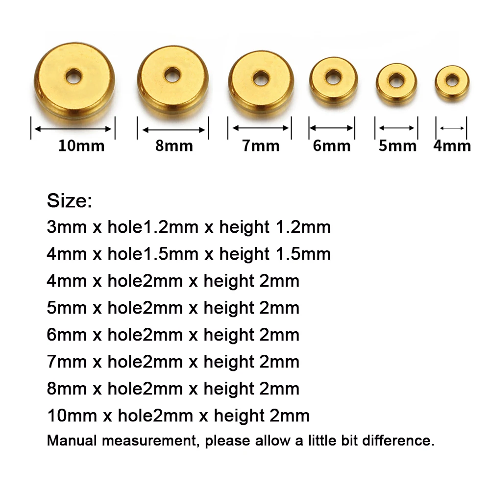 100pcs Stainless Steel Beads Flat Round Bead Gold Color Loose Spacer Beads for DIY Bracelet Necklace Jewelry Making Wholesale - Detail 1
