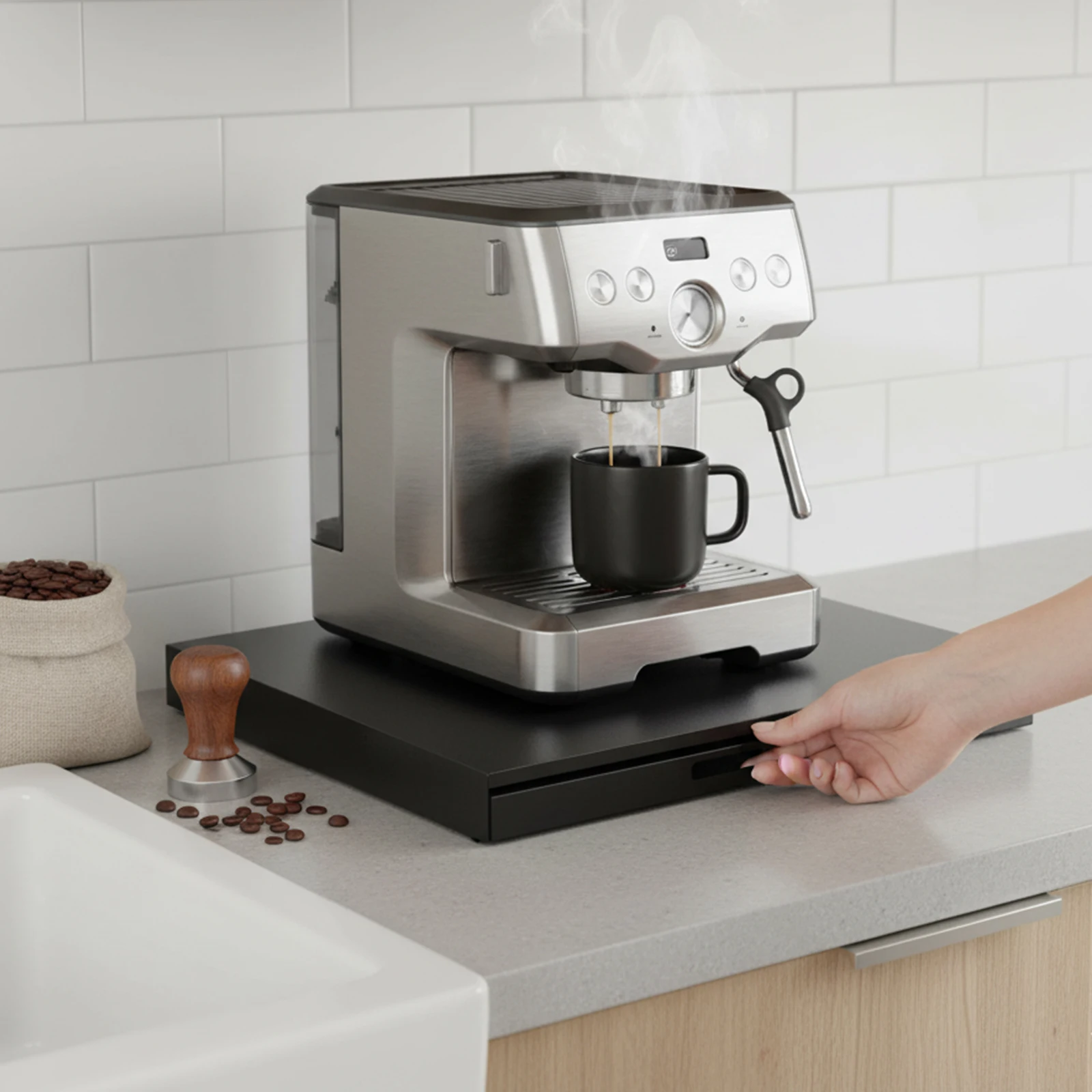 

Microwave Stand with Pull-Out Shelf Countertop Organizer for Compact Microwaves Microwave Stand