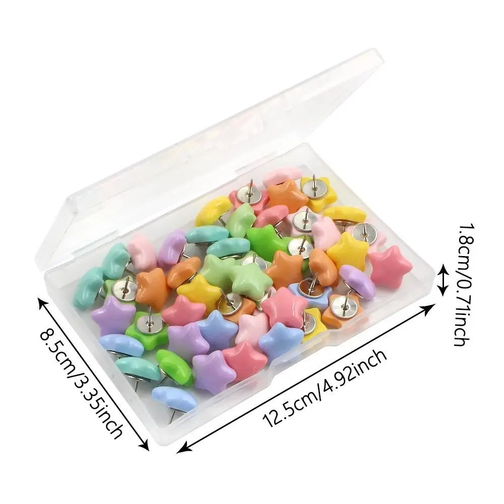 20/50 Pz Fix Photo Disegno Spilli FAI DA TE Pentagramma Push Pins 3D Macaron A Forma di Stella Puntine Da Polso Creativo con Scatola Puntine Bordo di Sughero
