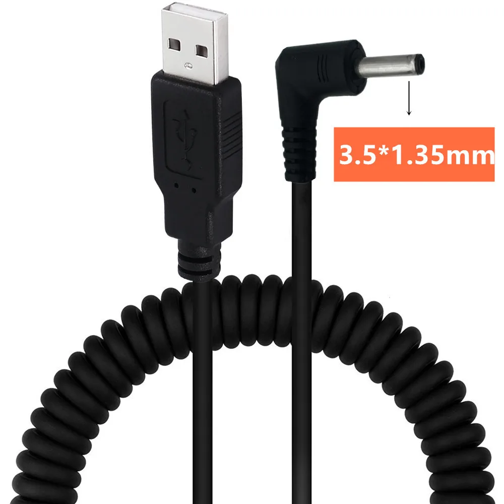 1.5M USB 2.0 To DC Elbow Current Power Supply Spring Retractable Extension Cable Port 5.5x2.1mm 5.5x2.5mm 3.5x1.35mm 4.0x1.7mm