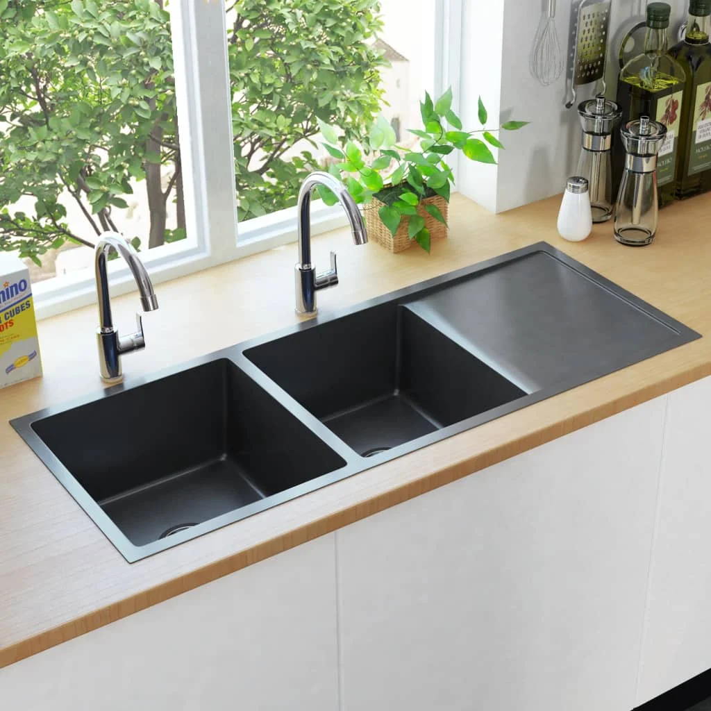 Black stainless steel handmade kitchen sink