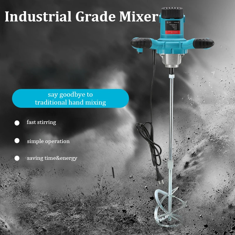 Industrial Grade Electric Mixer 6 Gear Speed Adjustable Handheld Paint Cement Plaster Mortar Coating Mixer Putty Mixing Machine