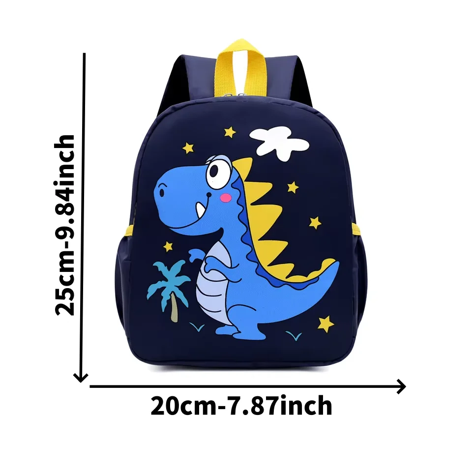 Kindergarten Children's Printed Schoolbag, Dinosaur Little Animal, Boys' and Girls' Back-To-School Season Canvas Double Backpack