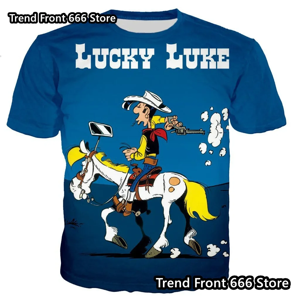 Bestselling Boys Girls Lucky Luke French Animated 3D Printed T-shirt Children's Top Children's Casual Oversized Loose Breathable