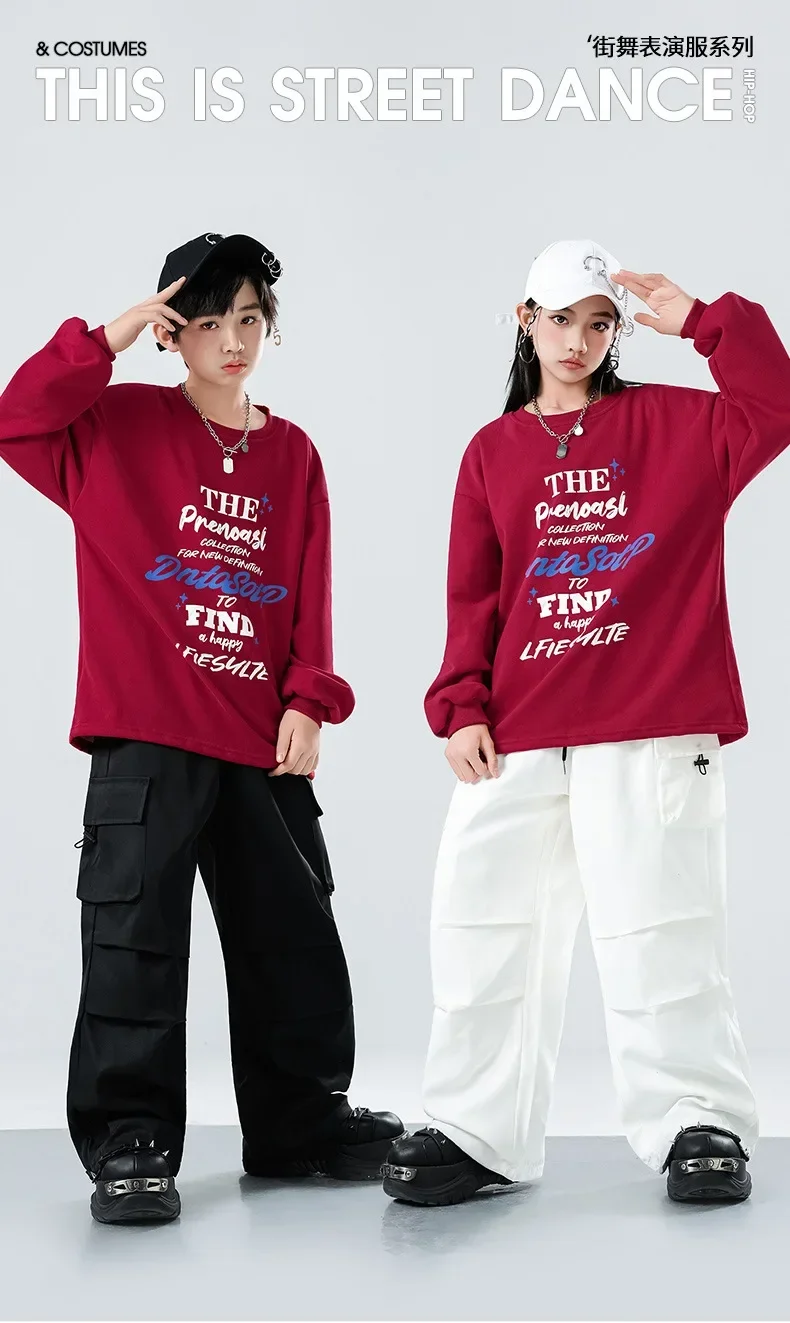 Hip-Hop-Kostüme für Kinder, Streetwear für Jungen und Mädchen, Jazz-Tanz-Outfits für Kinder, lässiges Sport-Hip-Hop-Set für Bühnenauftritte. – Detail 1
