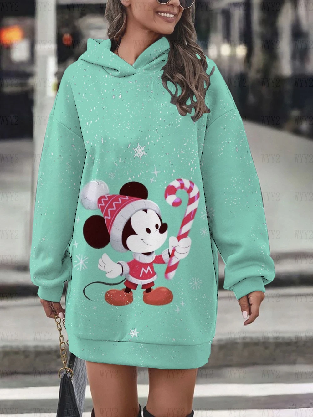 2024 new autumn and winter Disney Mickey Mouse Mickey print sweatshirt Christmas gift women\'s comfortable dress hoodie