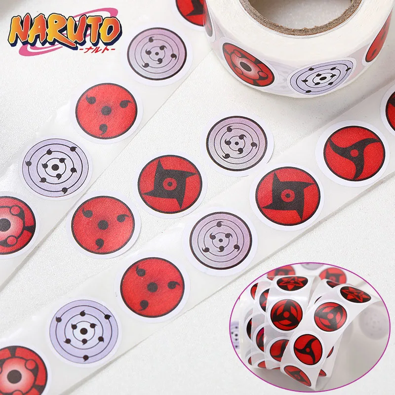 500pcs Roll Naruto Sharingan Stickers Anime Cartoon Kids Party Candy Stickers Rolls Laptop Skateboard Luggage Stickers Toys Gift