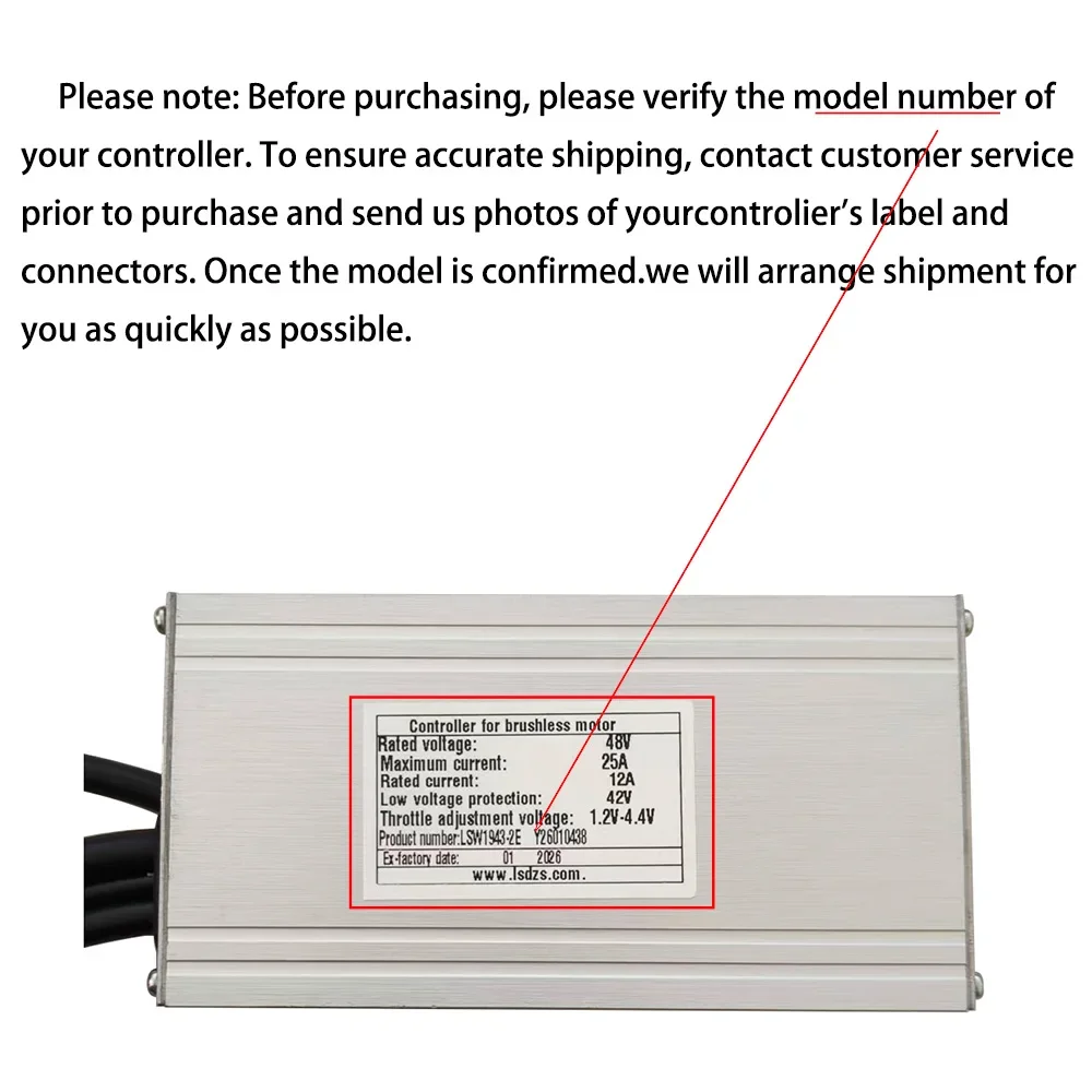 

Nulkomma Electric Bike Brushless Motor Controller LSW1943-2E 48V 12A for Electric Scooters Fat Bike MTB Accessories Speed