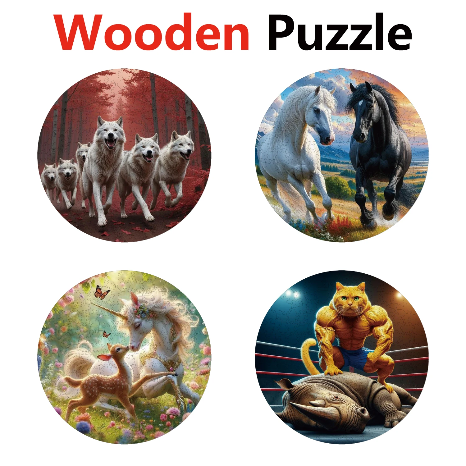 

Wolf Horse Cat Muscle Animal Puzzles High Quality Jigsaw Puzzle Wooden Puzzle Best Christmas Gift