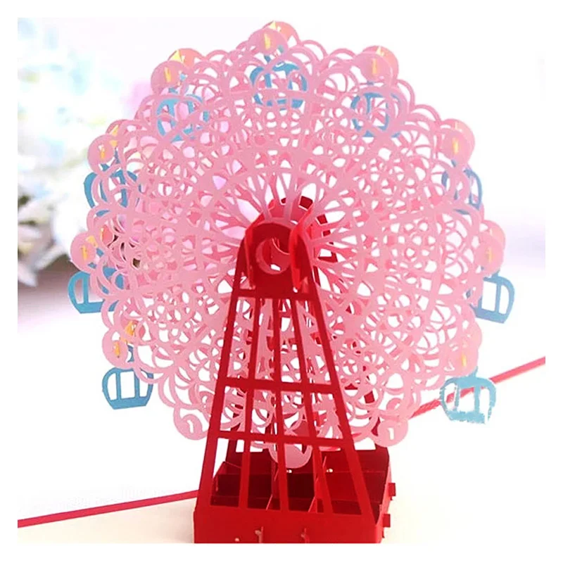 Romantic 3D Love Ferris Wheel Greeting Card, Valentine's Day, Swan, Hot Air Balloon, Thank You Card, Anniversary, Birthday Gift