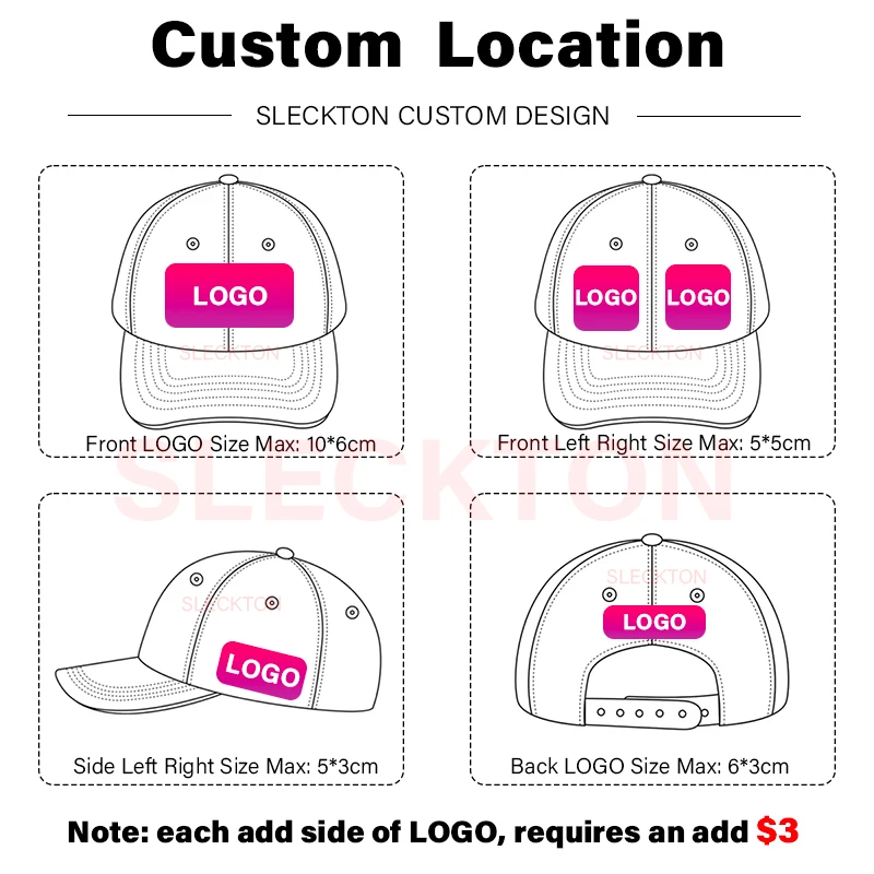 SLECKTON Custom Logo Embroidery Hat Baseball Cap for Men and Women Brand Design DIY Picture Print Cotton Summer Sun Hats Unisex