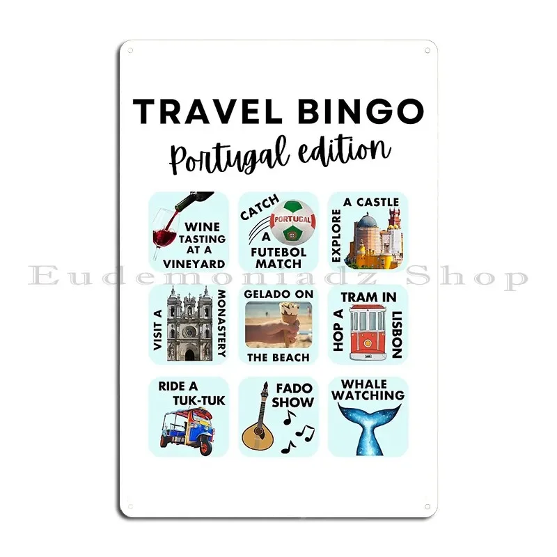 Portugal Travel Bingo Futebol Lisbon Tram Fado More Metal Plaque Poster Painting Wall Pub Garage Character Tin Sign Poster