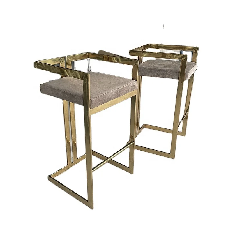 Heißer Verkauf Barhocker Stuhl Sitzkissen Weiche Hohe Qualität Moderne Luxus Edelstahl Gold Rahmen Hohe Barhocker