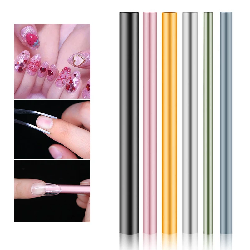 6Pcs/Set Artificial Form Acrylic C Curve Shaping Sticks Tube French Rod Nail Art Tips UV Gel Manicure Tools