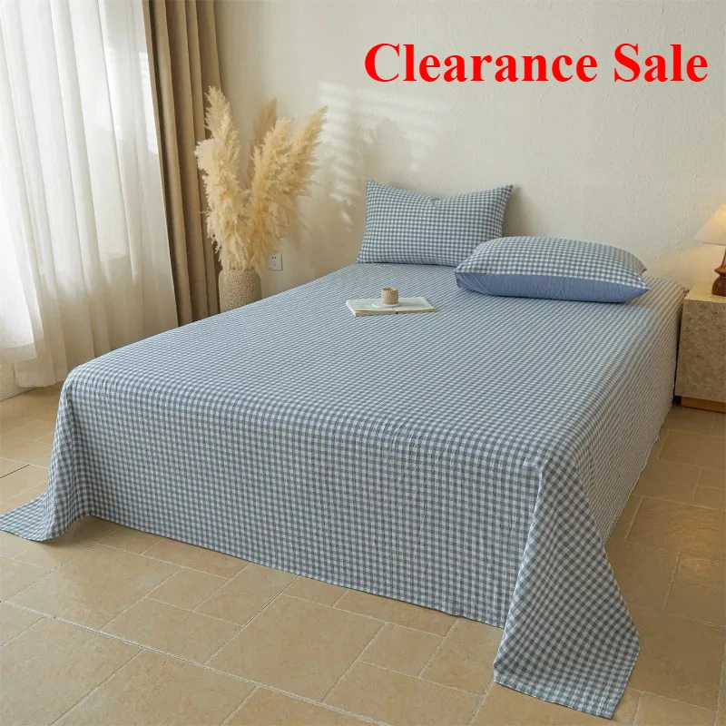 

New cotton washed cotton plaid sheets single piece without pillowcase skin-friendly cotton sheets student dormitory