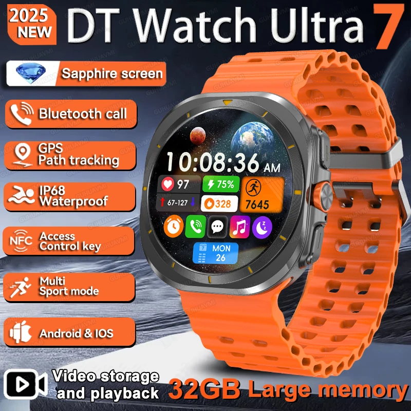 Новые ГОРЯЧИЕ часы DT Ultra 7 Смарт-браслет для мужчин 32 ГБ Память GPS Trackr NFC HD Сапфировый экран Bluetooth-вызов Сердечный ритм Смарт-часы